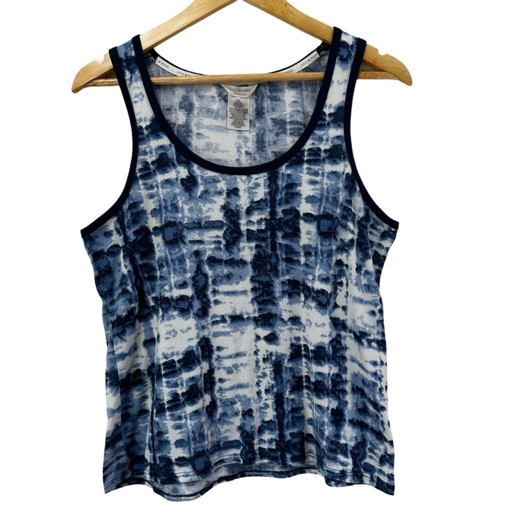 Lucky Brand Blue White Tie Dye Tank Summer Top, Medium